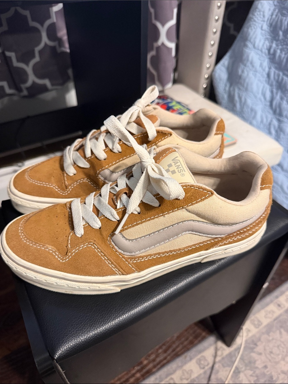 Vans Kids Tan Suede Old Skool Sneakers with Cream Accents